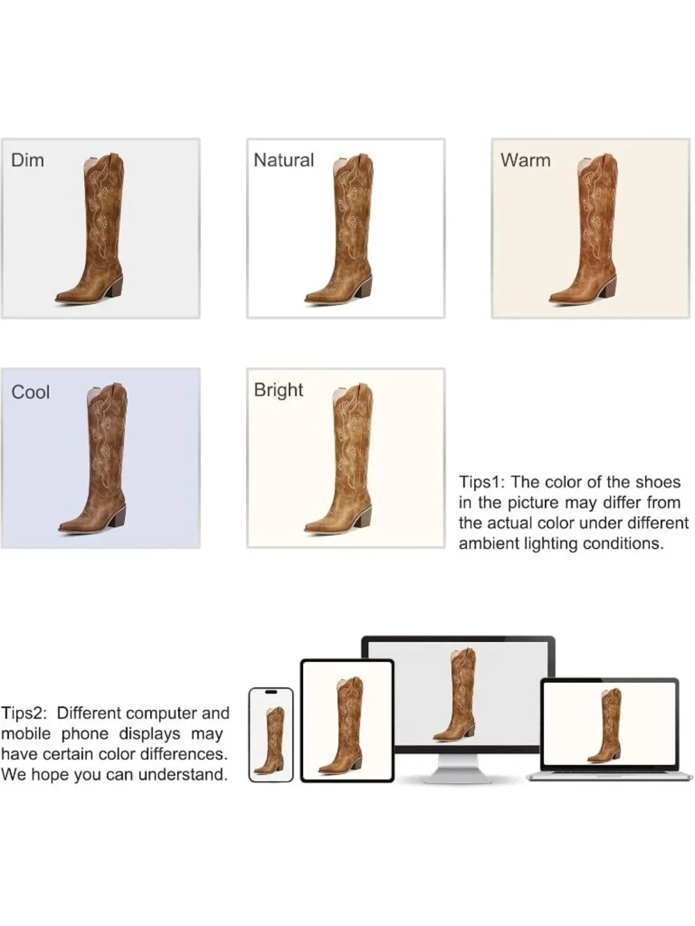 Women's Matte Brown Chunky Heel Slip on Pointed Knee High Cowgirl Tall Boots